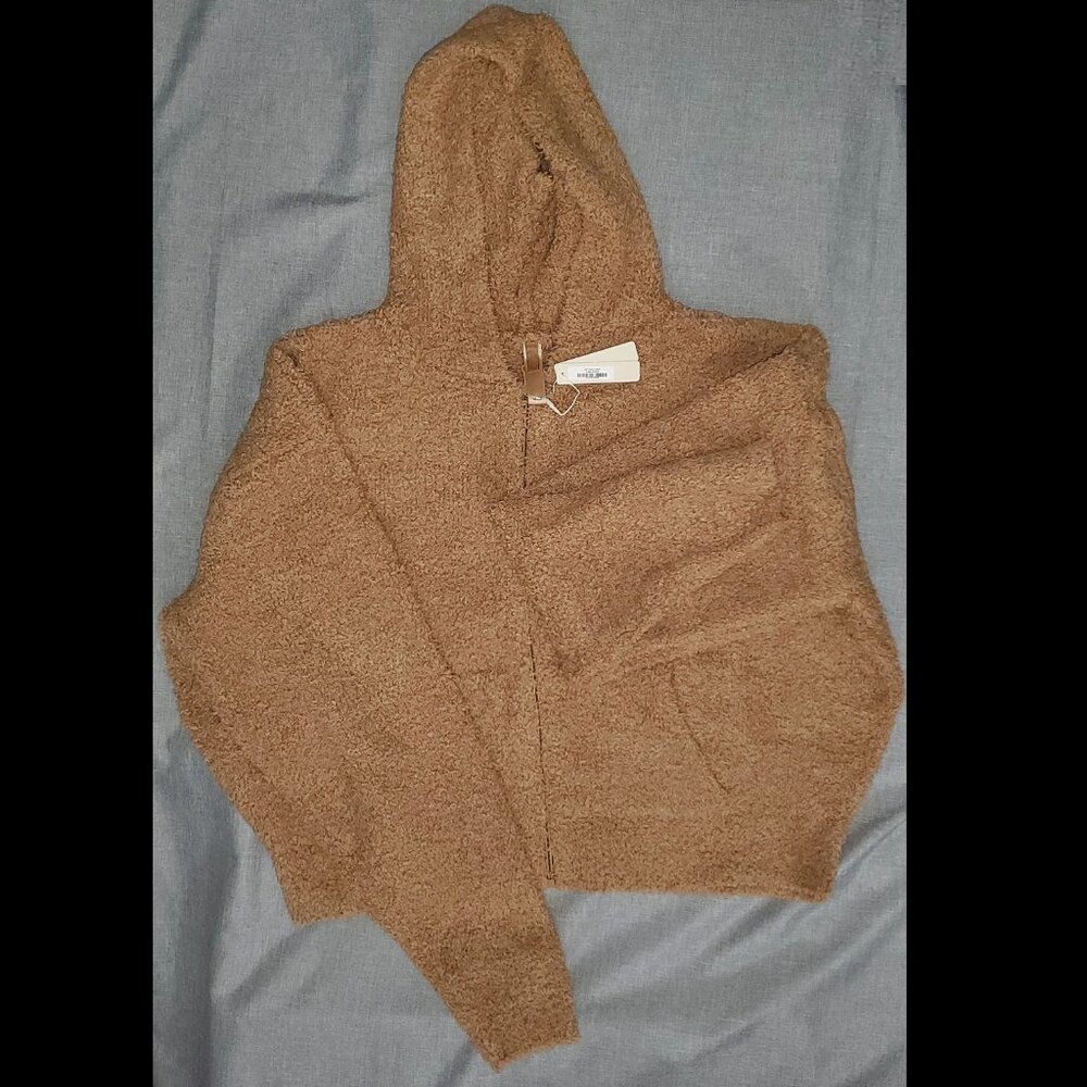 NWT SKIMS 4/5X Cozy Knit Zip Hoodie CAMEL